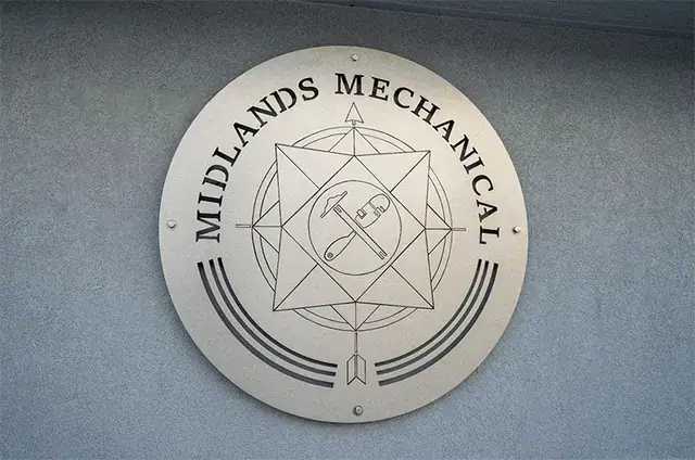 Midlands Mechanical laser-cut metal yard sign